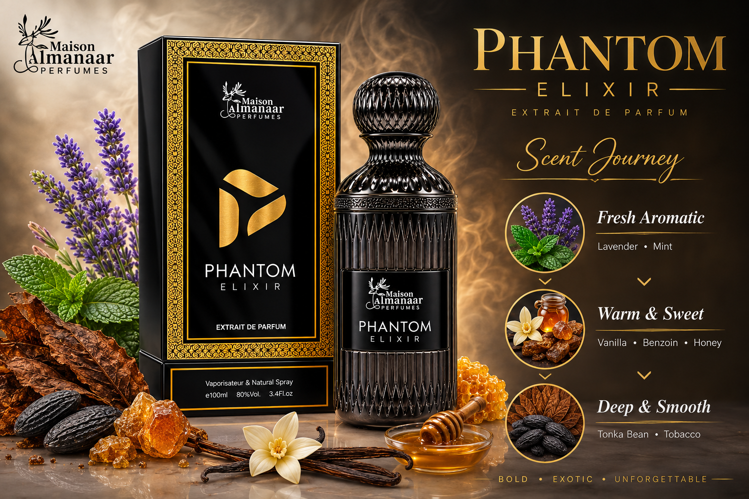 Phantom Elixir 100ml Extrait de Parfum by Maison Almanaar Perfumes Shop name