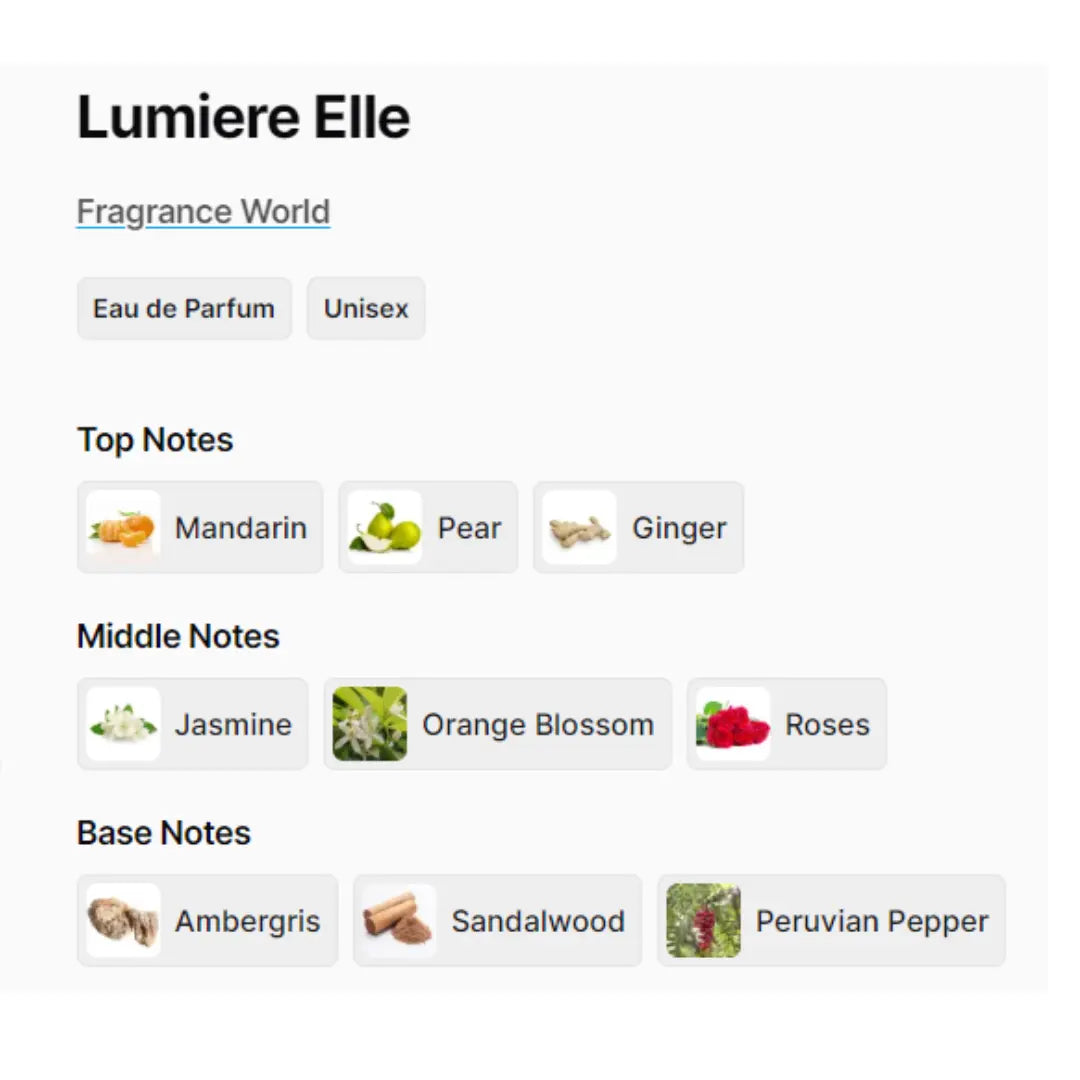 Lumiére Elle Eau de Parfum 80ml French Avenue by Fragrance World Shop name