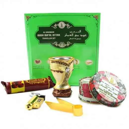 Oudh Ma'al Attar Bakhoor Burner Traveller Gift Set Al Haramain
