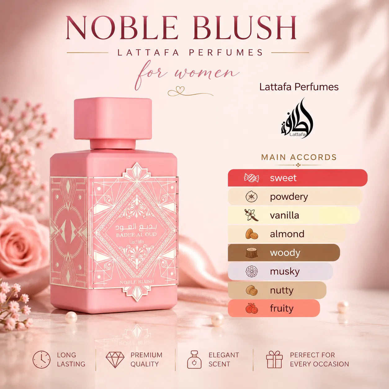 Badee Al Oud Noble Blush 100ML Eau De Parfum Lattafa