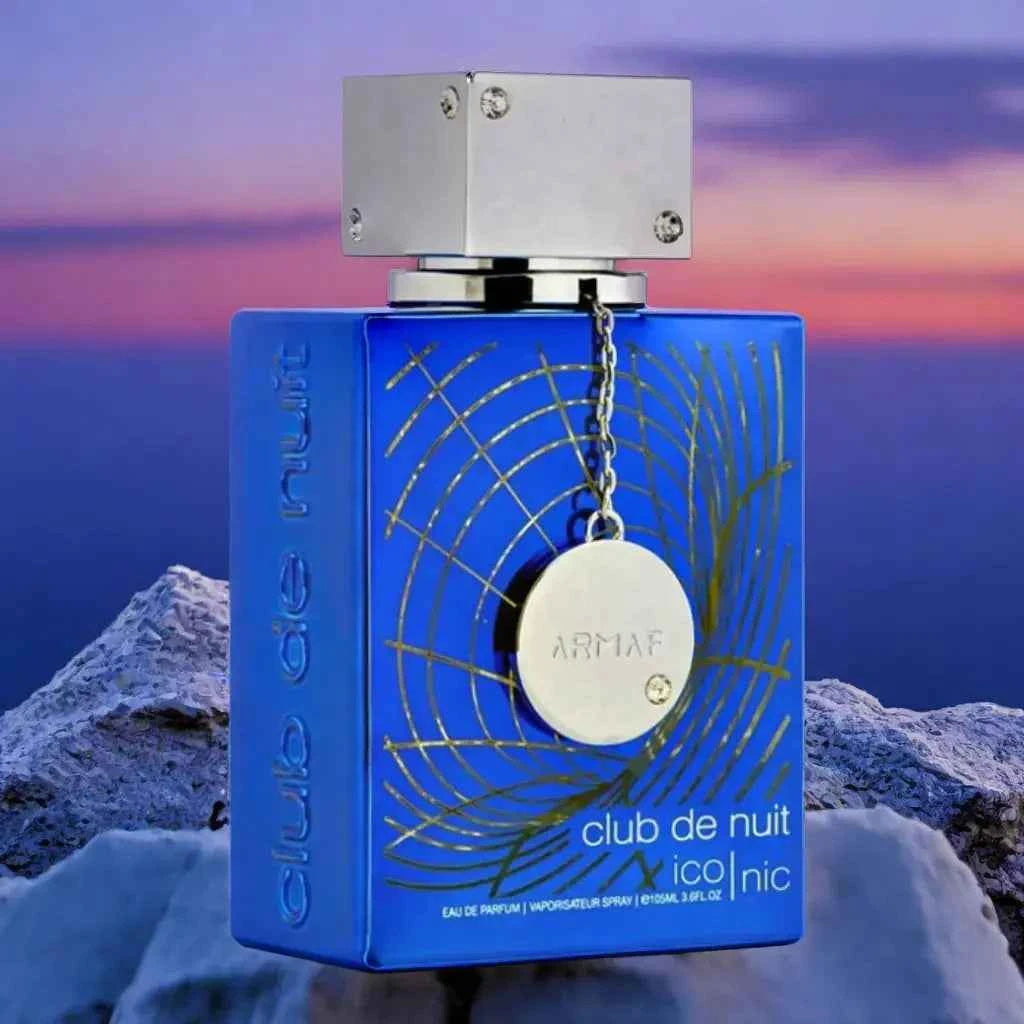 Club de Nuit Iconic Eau De Parfum 105ml blue perfume bottle and box by Armaf