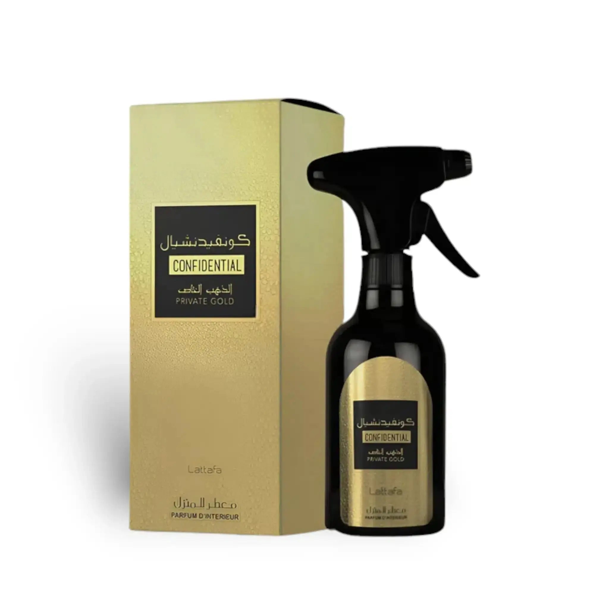 Confidential Private Gold 450ml Fabric Spray by Lattafa.| Perfume Heaven