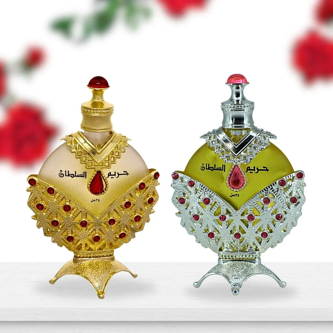 Hareem Al Sultan gold and Silver Concentrated Perfume Oil Couple Set by Khadlej | Perfume Heaven