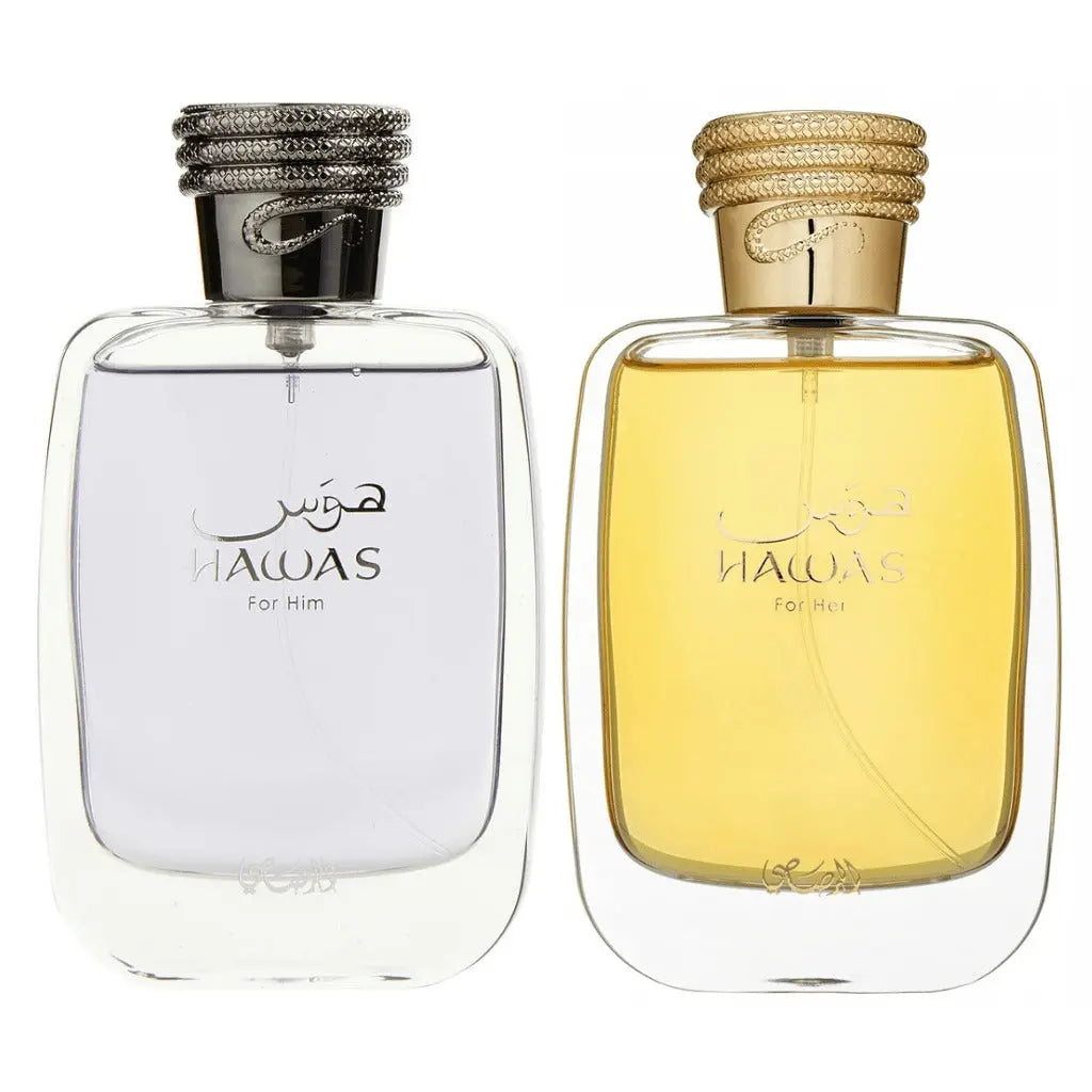 Hawas for him and Hawas for her 100ml Eau De Parfum Couple Set by Rasasi | Perfume Heaven