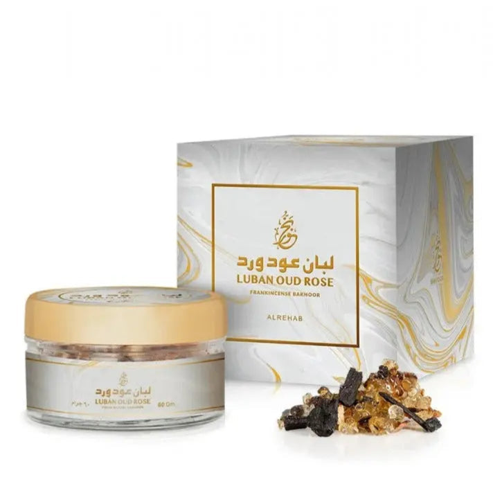 Luban Oud Rose Frankincense Bakhoor 60gm by Al Rehab.|Perfume Heaven