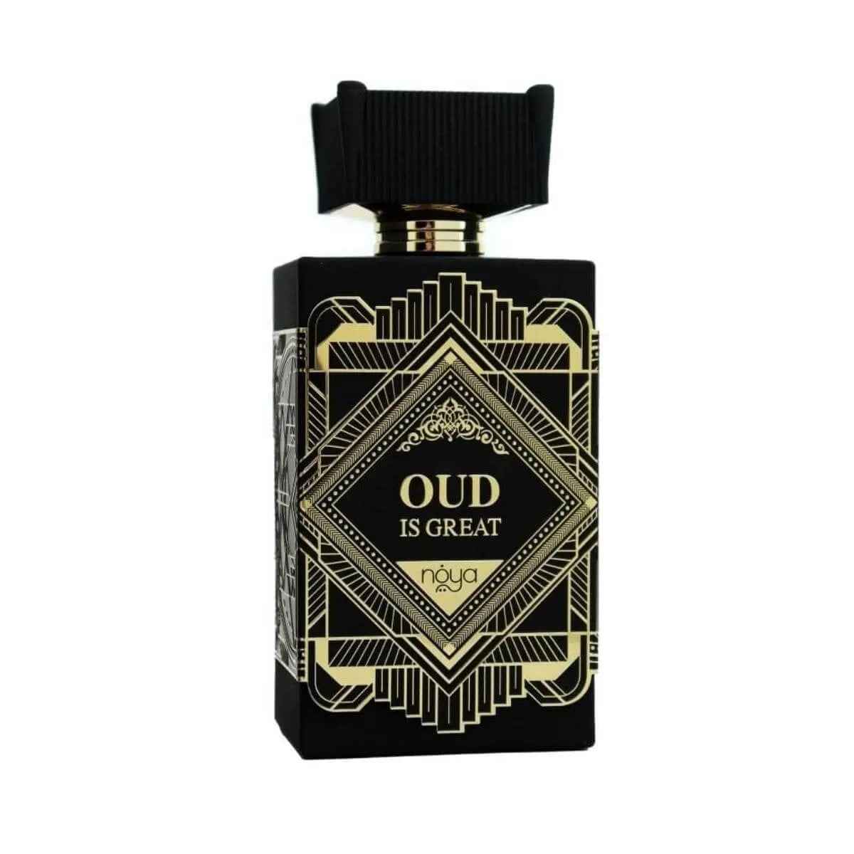 Oud Is Great Eau De Parfum 100ml by Zimaya Afnan Luxury Oud Perfume Bottle with decorative black and gold packaging on a white background