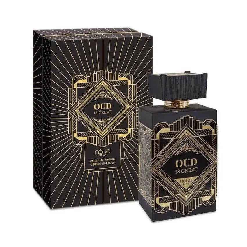 Oud Is Great Eau De Parfum 100ml by Zimaya Afnan Luxury Oud Perfume Bottle with 'Oud is Great' branding on a white background