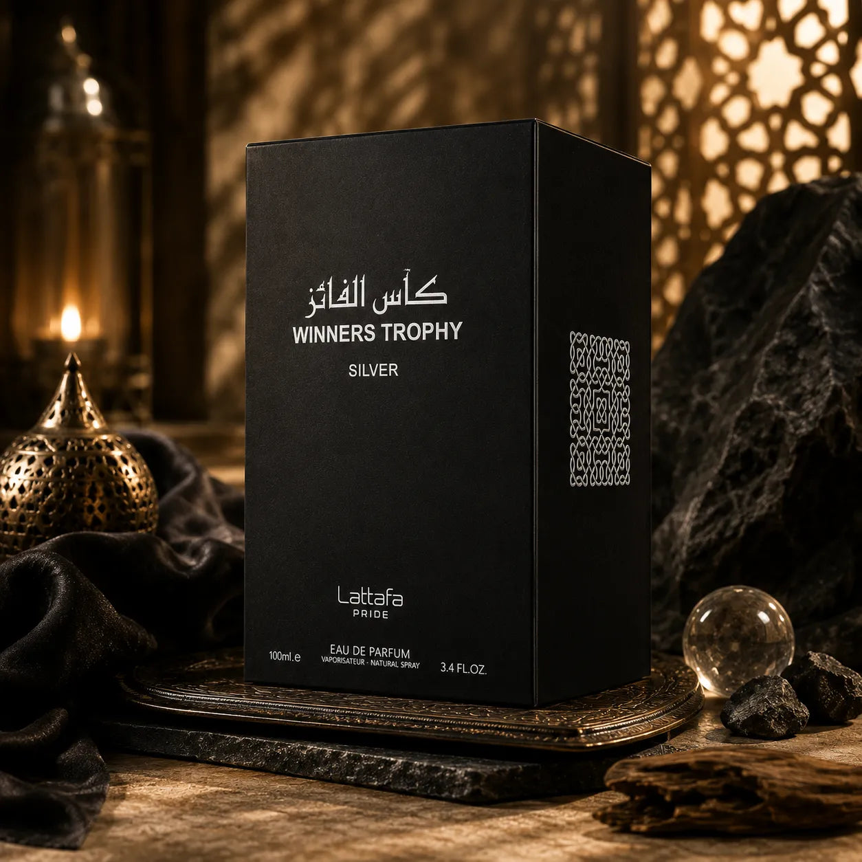 Winners Trophy Silver Eau De Parfum 100ml Lattafa Pride with black box