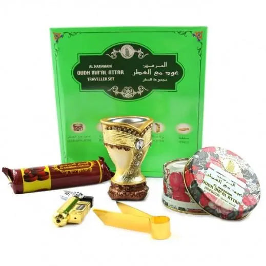 Oudh Ma'al Attar Bakhoor Burner Traveller Gift Set Al Haramain-Perfume Heaven